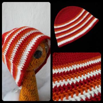 Kvačkana kapa rdeča, oranžna, bela 131